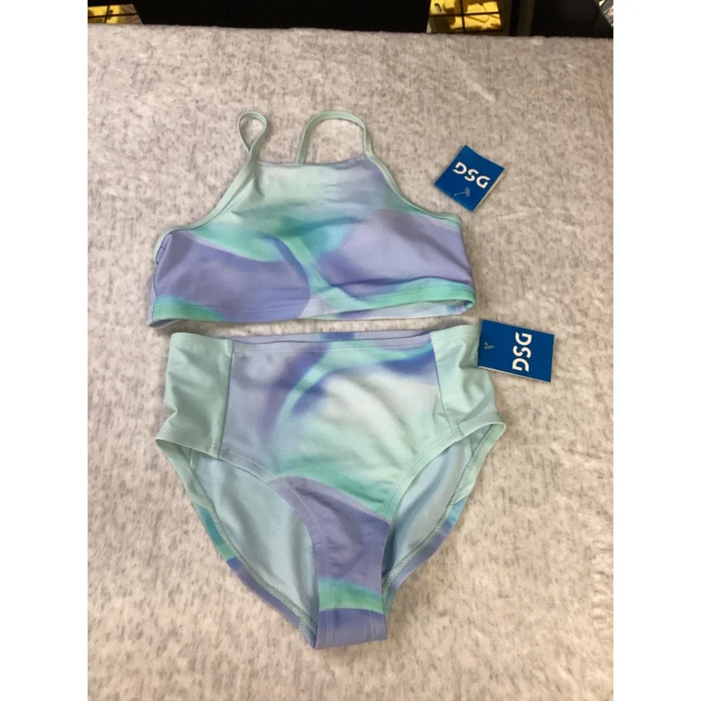 DSG‎ Girls L Deep Sea Daydream Strappy Halter High Waisted Bikini Swimsuit Set